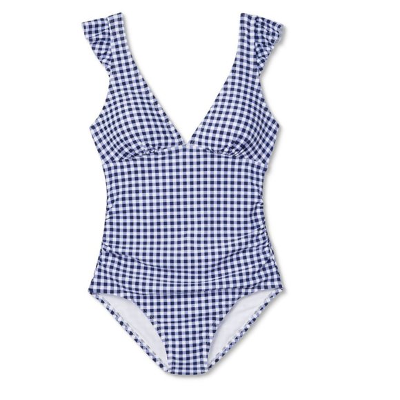 Ruffle gingham high coverage one piece swimsuit - Picture 5 of 9